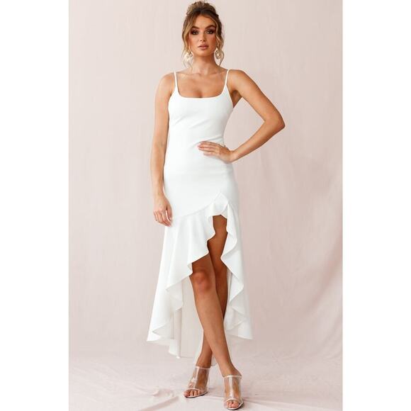 NEW! Selfie Leslie Emoji Asymmetrical Hemline Dress White bridal Wedding Small - Picture 3 of 12